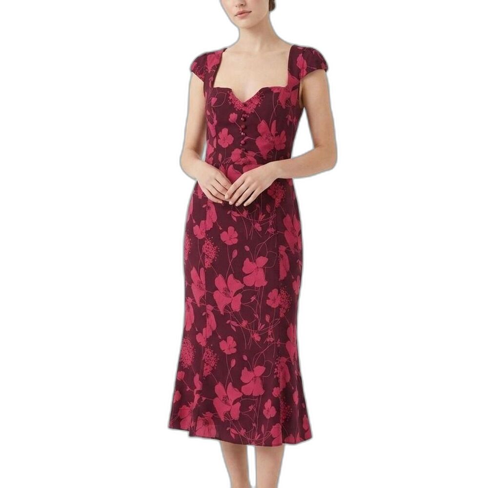 Anthropologie The Cecily Fit & Flare Sweetheart Floral Midi Dress Women’s Medium